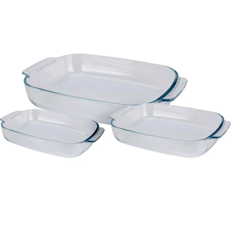 Lot 3 plats four en verre trempé 2L/2,7L/3,8L