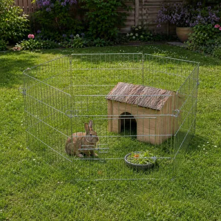 Enclos hexagonal sécurisé pour chiots ou rongeurs