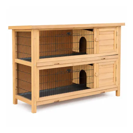 Clapier bois 2 étages pour lapins 136x50x92 cm