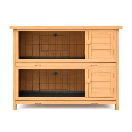 Clapier bois 2 étages pour lapins 136x50x92 cm