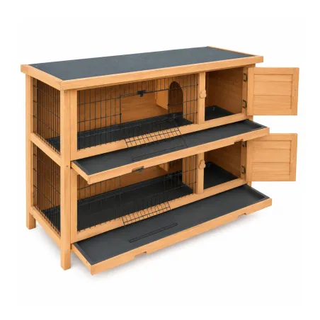 Clapier bois 2 étages pour lapins 136x50x92 cm