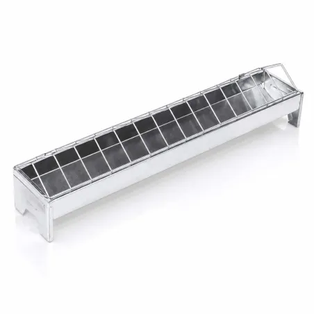 Mangeoire métal 50 cm pour poussins avec couvercle grillagé