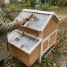 Poulailler 3 poules bois + enclos sécurisé toit plastique