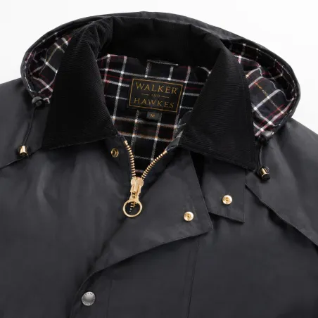 Manteau long Waxstock navy Walker & Hawkes M à 3XL