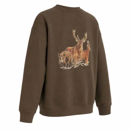 Sweat enfant kaki motifs grands animaux 6-14 ans