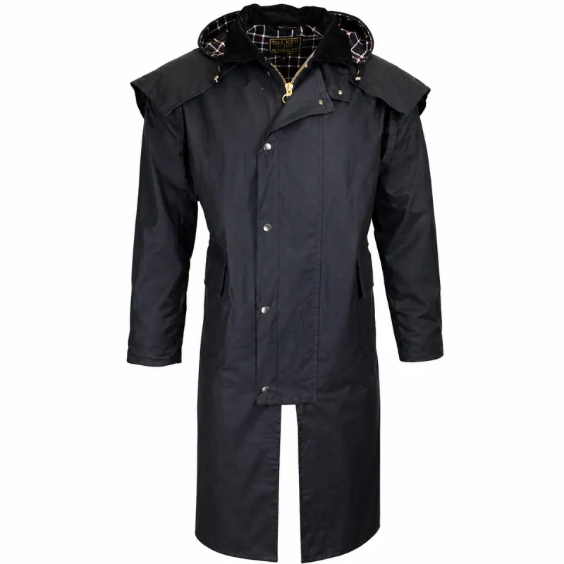 Manteau long Waxstock navy Walker & Hawkes M à 3XL