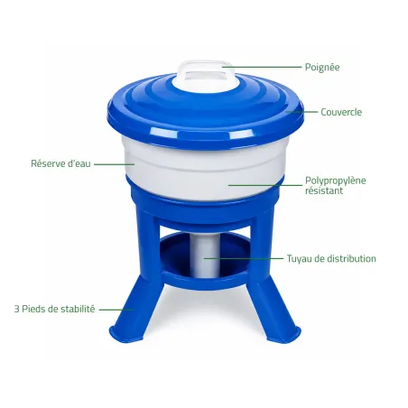 Kit 30L Mangeoire & Abreuvoir Volailles - Bleu/Rouge/Blanc