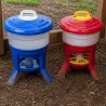 Kit 30L Mangeoire & Abreuvoir Volailles - Bleu/Rouge/Blanc