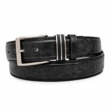 Ceinture noire synthétique 125 cm - Boucle métal résistante
