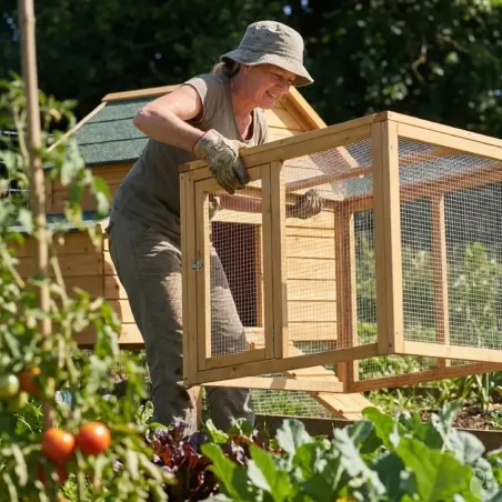 Enclos bois sécurisé pour poules 80x75x60 cm