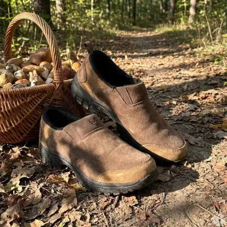 Sabots Montana cuir suédé chocolat/taupe 39-46