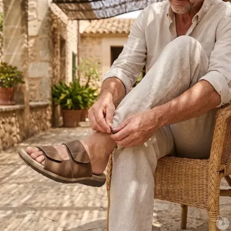 Sandales Debi cuir marron homme - Confort & style AYOKA