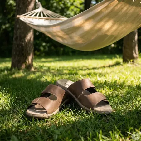 Sandales Debi cuir marron homme - Confort & style AYOKA