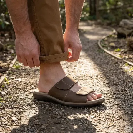 Sandales Debi cuir marron homme - Confort & style AYOKA