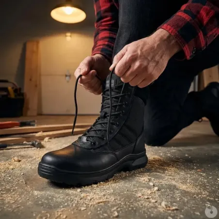 Chaussures Tactic mi-hautes noires antidérapantes pour éleveurs