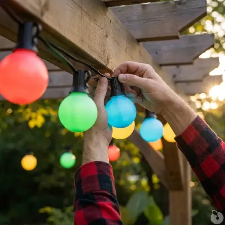 Guirlande LED 20 boules colorées - 14,5 m extérieur