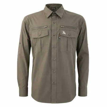 Chemise PROHUNT anti-tiques kaki stretch 4 poches manches longues