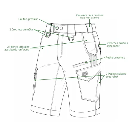 Short Agressor Flex - Résistant et confortable 64cm