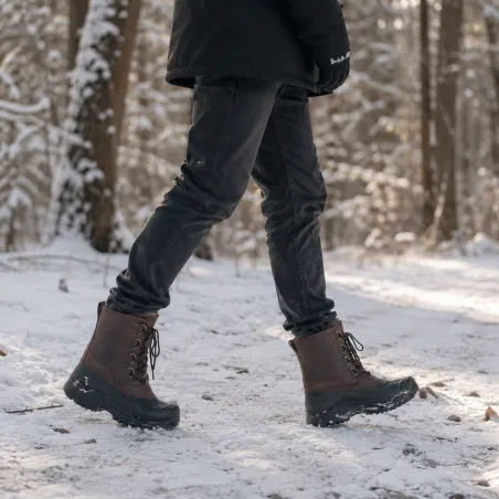 Bottines Hudson cuir marron isolantes 40-46 pour extérieur