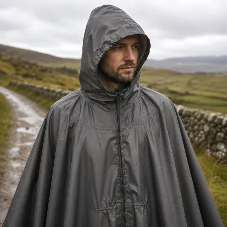 Poncho imperméable kaki unisexe - Taille unique