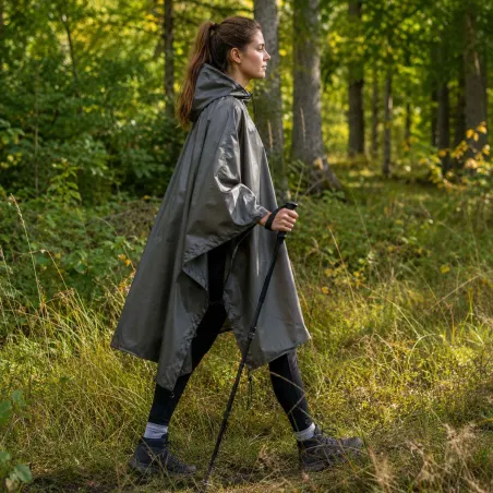 Poncho imperméable kaki unisexe - Taille unique