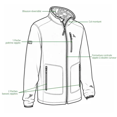 Blouson polaire réversible Pro Hunt kaki/blaze M-4XL