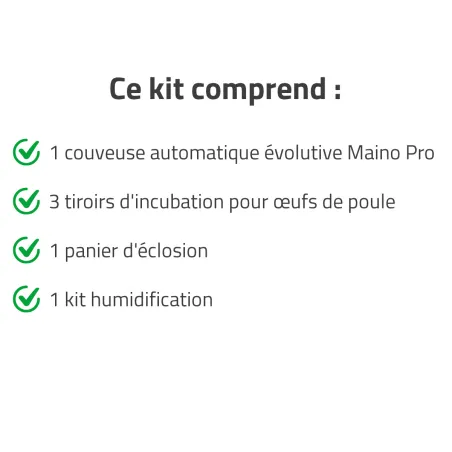 Couveuse MAINO 147 œufs + 3 tiroirs + kit humidification