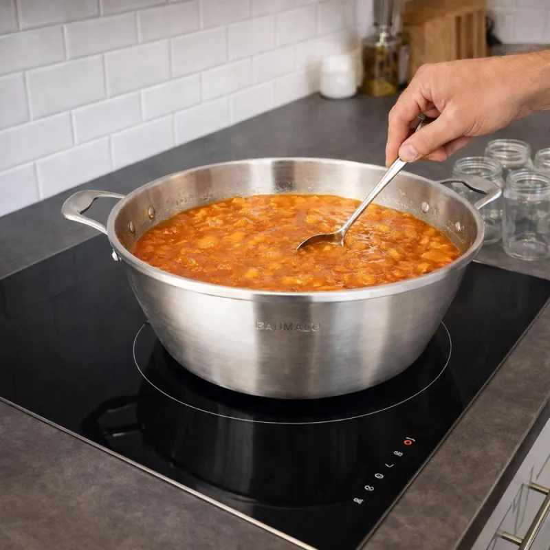 Bassine inox Ø38 cm - Confitures tous feux - Parois évasées