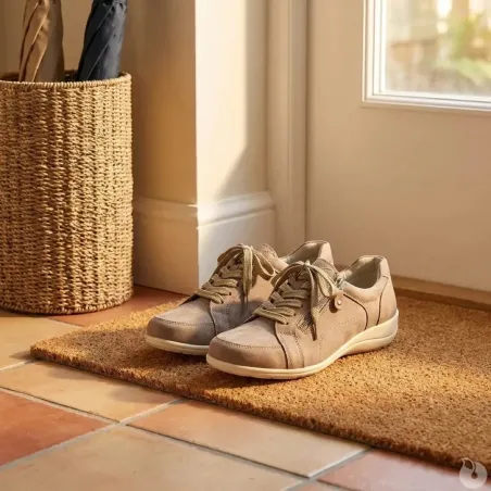 Baskets femme taupe aspect cuir PU - Fermeture éclair 36-41
