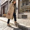 Baskets femme taupe aspect cuir PU - Fermeture éclair 36-41