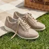 Baskets femme taupe aspect cuir PU - Fermeture éclair 36-41