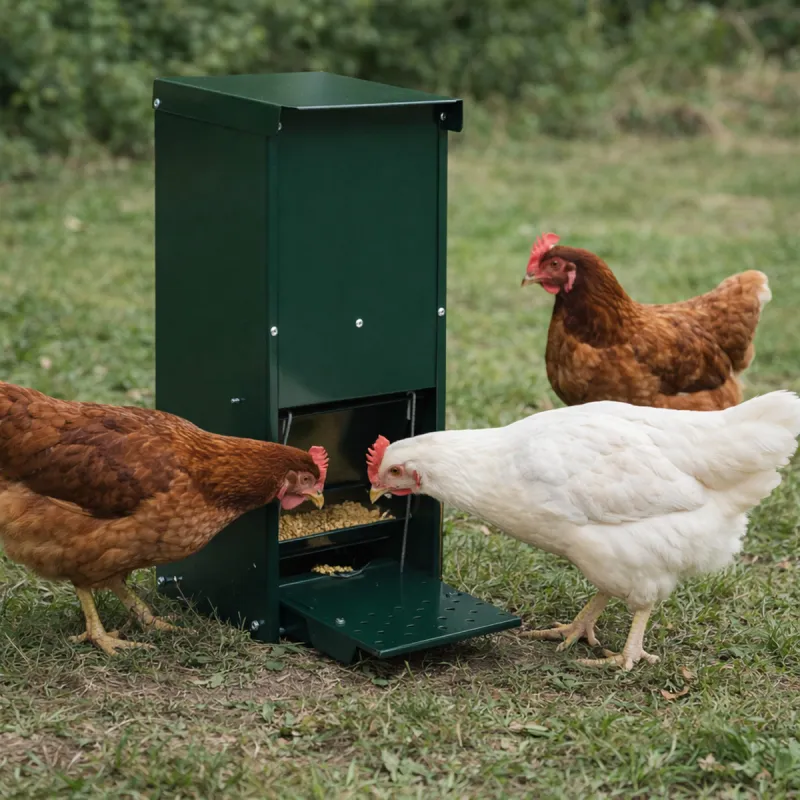 Mangeoire volailles 12 kg anti-nuisibles vert thermolaqué