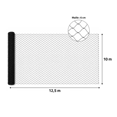 Filet de volière 60 mm - 12,5x10 m pour volailles