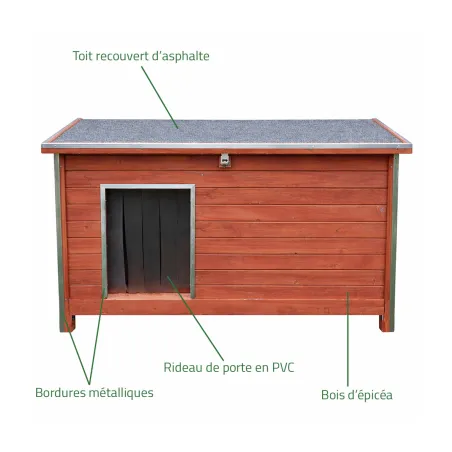 Niche en bois haute isolation 92x68x60cm - Épicéa 3 couches avec toit étanche