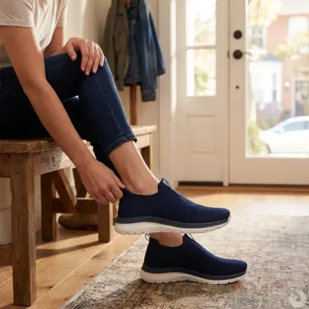 Baskets femme sans lacets bleu marine - Confort et style
