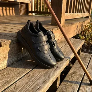 Baskets cuir velcro éleveur - Semelle PVC antidérapante