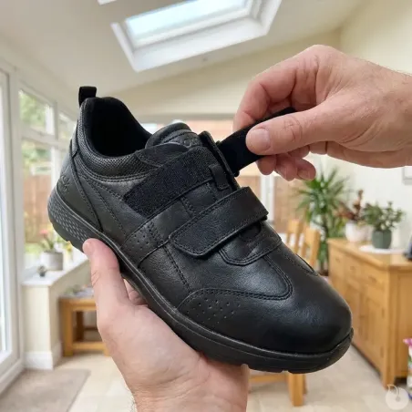 Baskets cuir velcro éleveur - Semelle PVC antidérapante