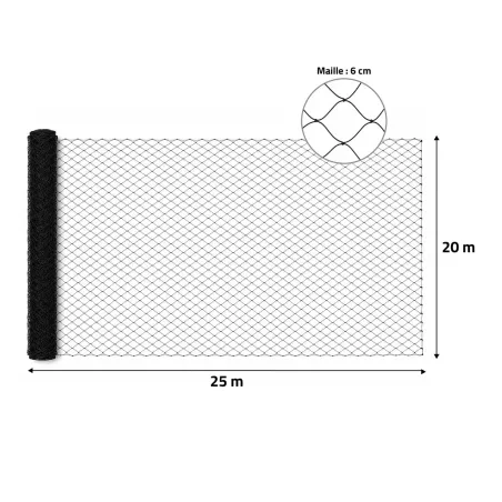 Filet volière 60 mm - 25x20m pour volailles protégées