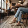 Mocassins femme cuir suédé beige 36-41 - Confort & élégance
