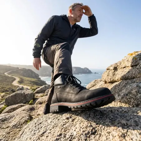 Bottes Grass cuir noir imperméables - Semelle PU