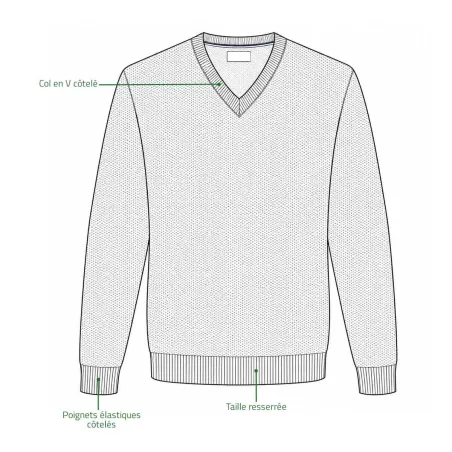 Pull col V Vernon - Chasse & Élevage - Couleur Havane