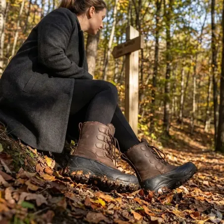 Bottines Hudson cuir marron isolantes 40-46 pour extérieur