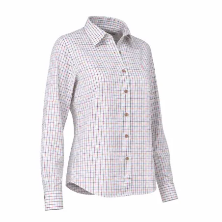 Chemise femme élégante carreaux coton ocre XS-2XL