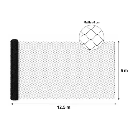 Filet de protection volailles 60mm - 12,5x5m résistant UV