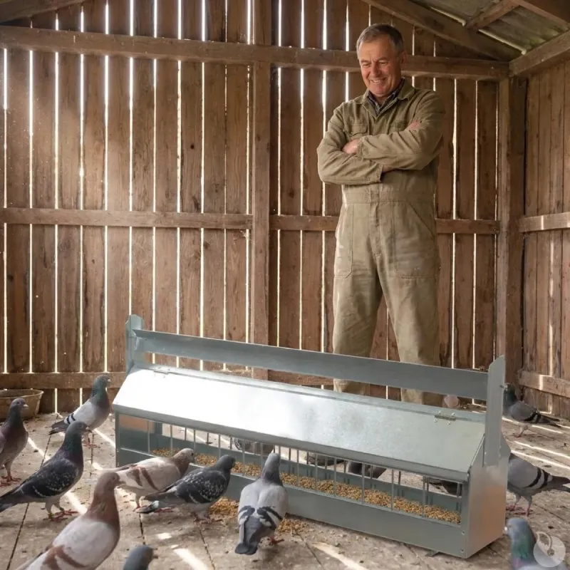 Mangeoire 1m à rouleau anti-perchage pour pigeons