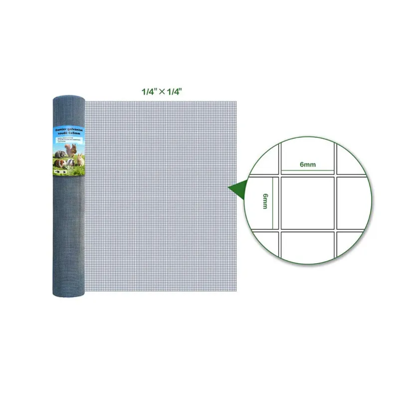 Grillage damier galvanisé 6x6mm - 1m x 2,5m