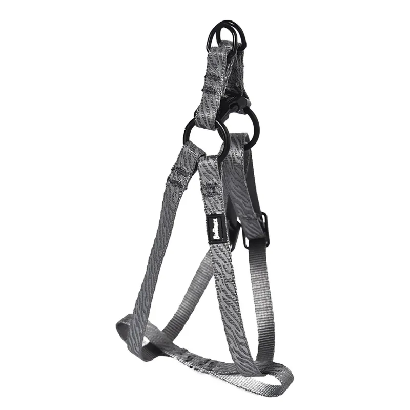 Harnais nylon gris réfléchissant 50-65 cm réglable