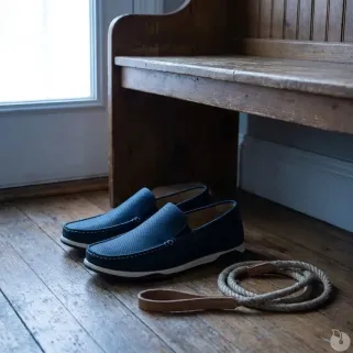 Chaussures bateau homme bleu marine sans lacets