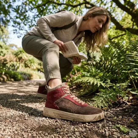 Baskets montantes femme bordeaux/vert - Tailles 36 à 41