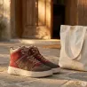 Baskets montantes femme bordeaux/vert - Tailles 36 à 41